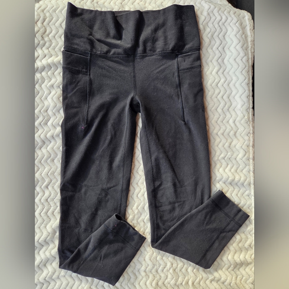 Athleta Girl Stash Tight Charcoal Leggings With Pockets Size XL/14